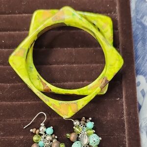 Lime Green Square Bangle Set
